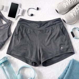 HEAD Athletic Running Shorts Gray Built-In Liner Pockets Women’s Large